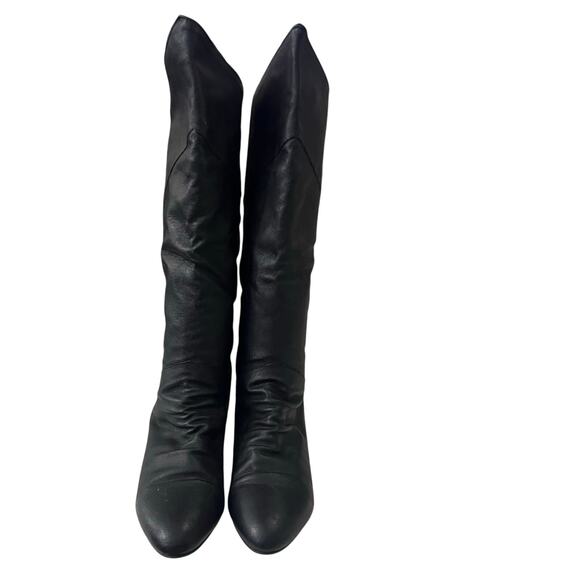 Vintage Sandra Miller Size 7.5 Black Genuine Leather Tall Riding Boots - Picture 5 of 9